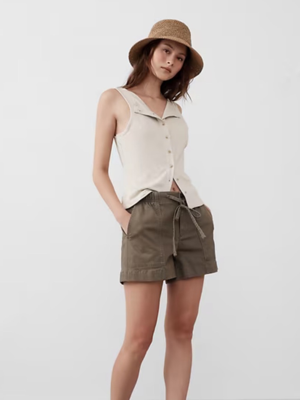 Ribbed Button Up Tank